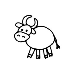 Doodle bull. Symbol of the year. Image for web, print, holiday posters and cards.