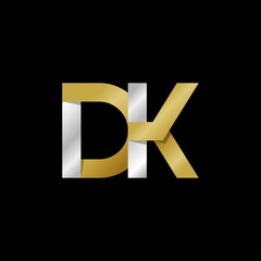 DK initial letter logo, simple shade, gold silver color