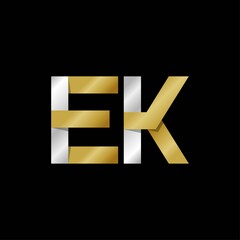EK initial letter logo, simple shade, gold silver color