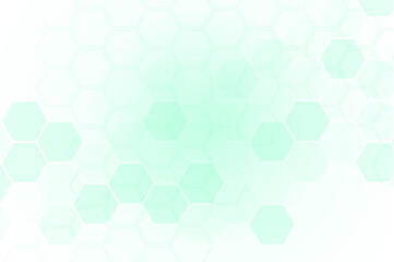 Green color of abstract healthy and medical background. Technology and science wallpaper template with hexagonal shape. Soft blue color medical banner. Modern template with space for text.