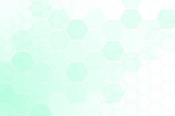 Green color of abstract healthy and medical background. Technology and science wallpaper template with hexagonal shape. Soft blue color medical banner. Modern template with space for text.