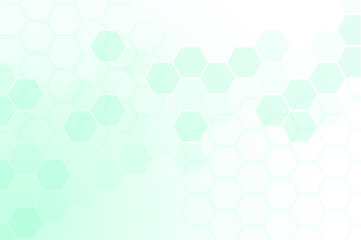 Green color of abstract healthy and medical background. Technology and science wallpaper template with hexagonal shape. Soft blue color medical banner. Modern template with space for text.