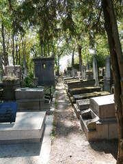 Paris, France - 2020 : Graves in the cemetery of 