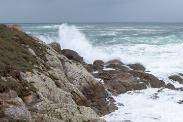 waves crashing on rocks, atlactic ocean, Galicia
