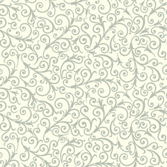 Seamless light background with brown pattern in baroque style. Vector retro illustration. Ideal for printing on fabric or paper for wallpapers, textile, wrapping. 