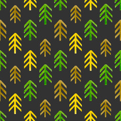 Forest fir watercolor seamless pattern. Background for printing wrapping paper for new year, christmas, thanksgiving, halloween.