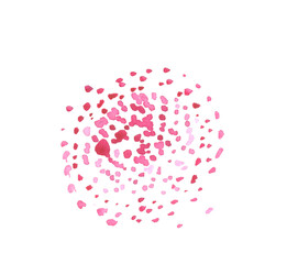 Hand-drawn Watercolor Splashes and Spots of Pink on a white background, arranged in a circle. Design element.