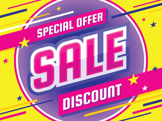 Sale - vector horizontal banner template concept illustration. Discount abstract layout. Special offer. Design element.