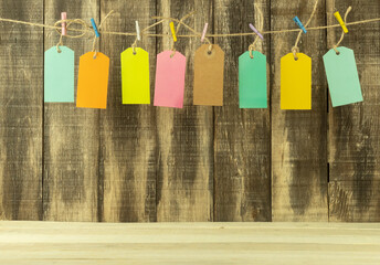 Garland of labels and tags with place for text