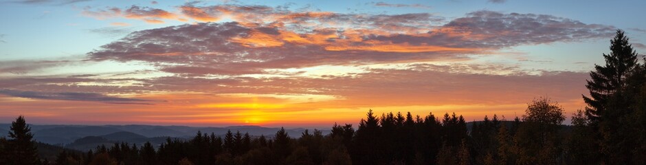 Evening sunset view of beautiful sky with red clouds