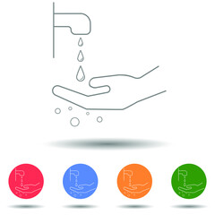 Hand wash with water vector icon isolated background