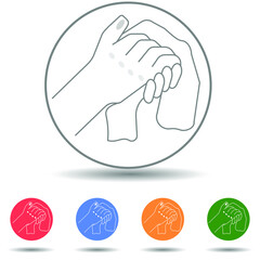 Person wiping and wiping his hands with a paper towel or napkin icon vector