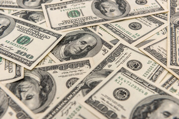 pile  of old 100 dollar bills as background