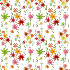 Fototapeta premium Abstract seamless pattern.Watercolor bright flowers on a white background.
