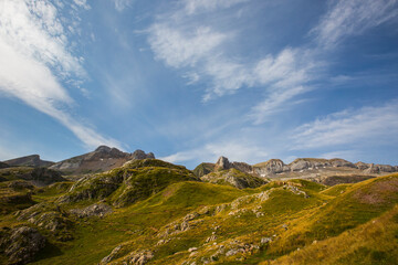 Summer mountain landscape near Aguas Tuertas and Ibon De Estanes, Pyrenees, Spain