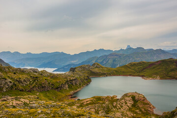 Obraz premium Summer mountain landscape near Aguas Tuertas and Ibon De Estanes, Pyrenees, Spain