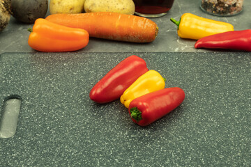 Fresh peppers on the table