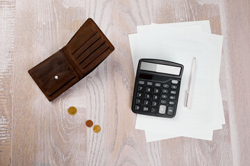 Home budget, business, finance planning, saving money, taxes or accounting concept, bankruptcy, Top...