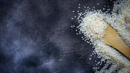 rice groats on a dark background