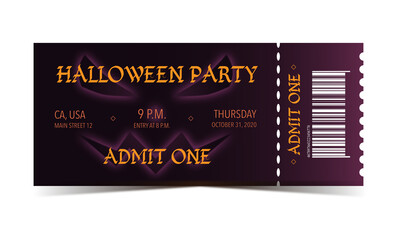 Halloween party purple ticket for admit one 