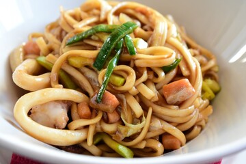 Seafood salad on a light plate
