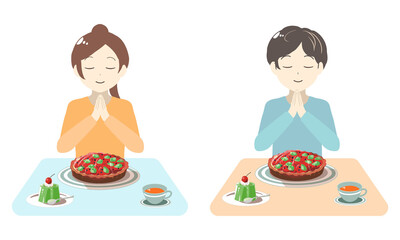 スイーツを食べる前のお祈り(線無し)