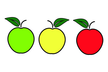 Set of three apple vector illustration on white background