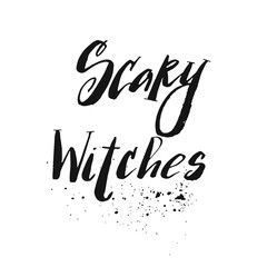 Old black hat. Lettering The best Witch. Design element for Halloween.