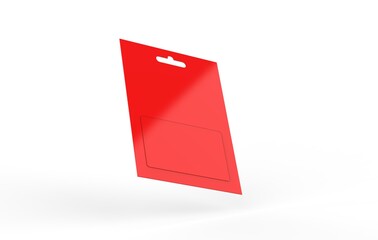 Red gift card in blister pack mockup template on isolated white background, ready for your design presentation, 3d illustration