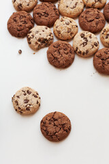 chocolate chip cookies on white background