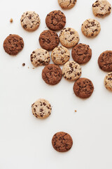 chocolate chip cookies on white background