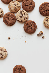 chocolate chip cookies on white background