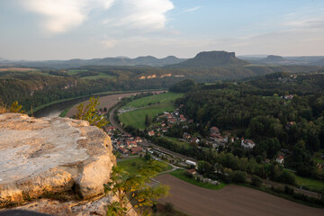 Fototapeta premium Basteiaussicht, Kurort Rathen, Elbsandsteingebirge, Nationalpark Sächsische Schweiz