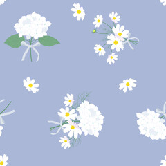 Seamless vector illustration with bouquets of hydrangeas