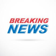 Breaking news inscription, vector illustration. Public information campaign idea.