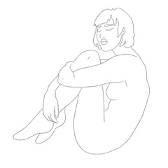 Woman body. Raster line illustration of a female. Realistic woman for creating fashion prints, postcard, wedding invitations, banners, arrangement illustrations, books, covers.