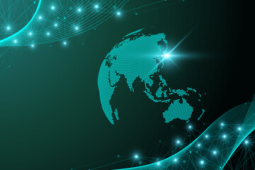 Geometric graphic background molecule and communication. Big data complex with compounds. Lines plexus, minimal array. Digital data visualization. Scientific cybernetic illustration.