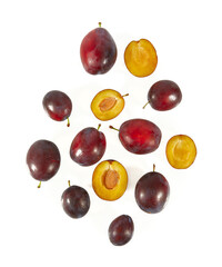 fresh plums isolated on white background