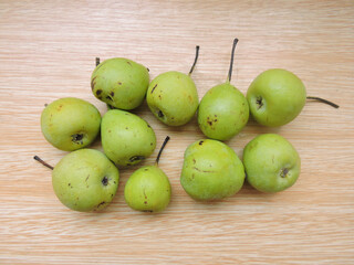 A variety of pear found in India called Nag phal or Babughosa in local language. It is sometimes called as Indian pear. It is sweet in taste and soft in appearance