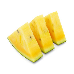 Close up of fresh yellow watermelon with isolated on the white background