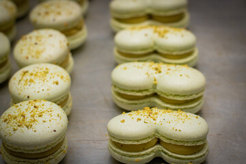 Fresh macarons of different colors