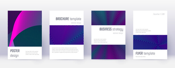 Fototapeta premium Minimalistic brochure design template set. Neon ab