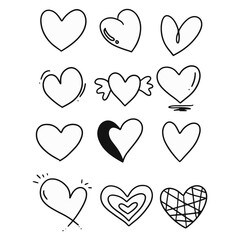 Heart doodles. Hand drawn hearts. Design elements for Valentine's day. Vector EPS 10.