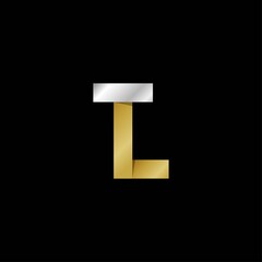 TL initial letter logo, simple shade, gold silver color