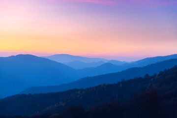 Autumn mountains at sunrise. Carpathian mountains, Ukraine. Landscape photography