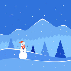 Winter background Vector winter landscape for poster and banner. Christmas background in flat style