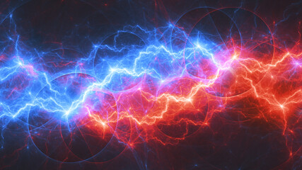 Fire and ice lightning, plasma background