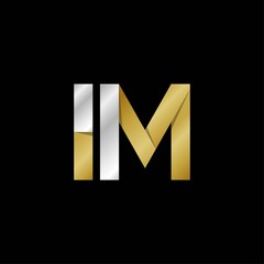 IM initial letter logo, simple shade, gold silver color