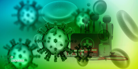 Fototapeta premium 3d render Corona virus microscopic view
