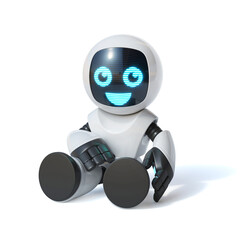 Little robot toy, cute robot isolated on white background, 3d rendering